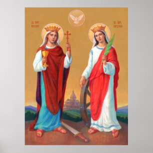 Poster Saint Barbara Et Sainte Catherine