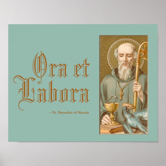 Poster Saint Benoît de Nursia (JM 07; devise latine) (Devant)