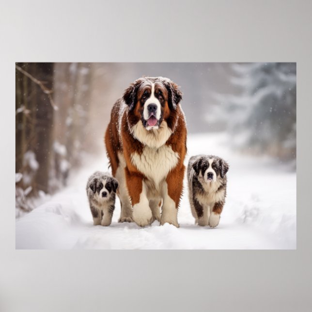 Poster Saint Bernard Animaux de chiens de compagnie Famil (Devant)