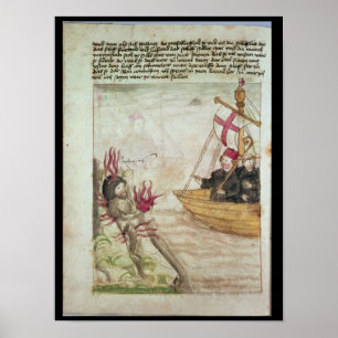 Poster Saint Brendan dans son navire