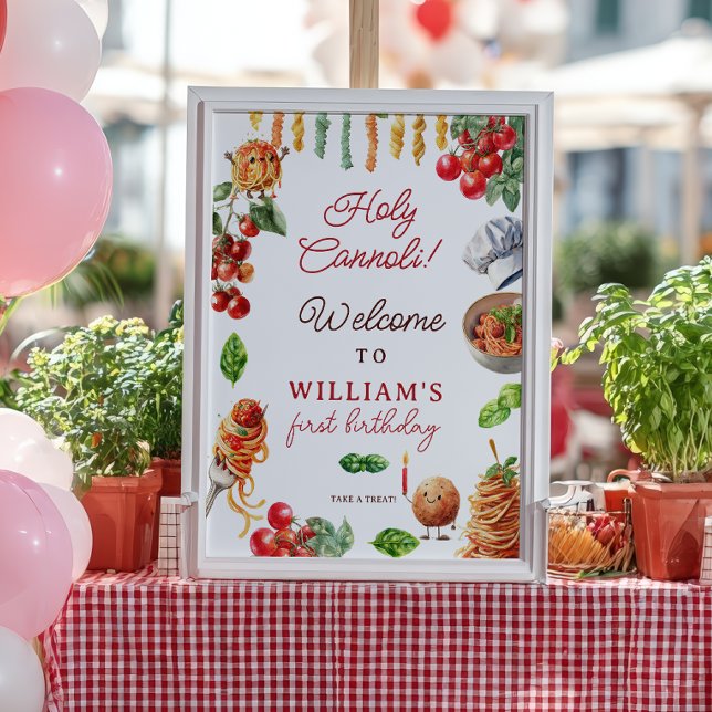 Poster Saint Cannoli petite boulette de viande 1er annive (Holy Cannoli little meatball 1st birthday welcome Poster)