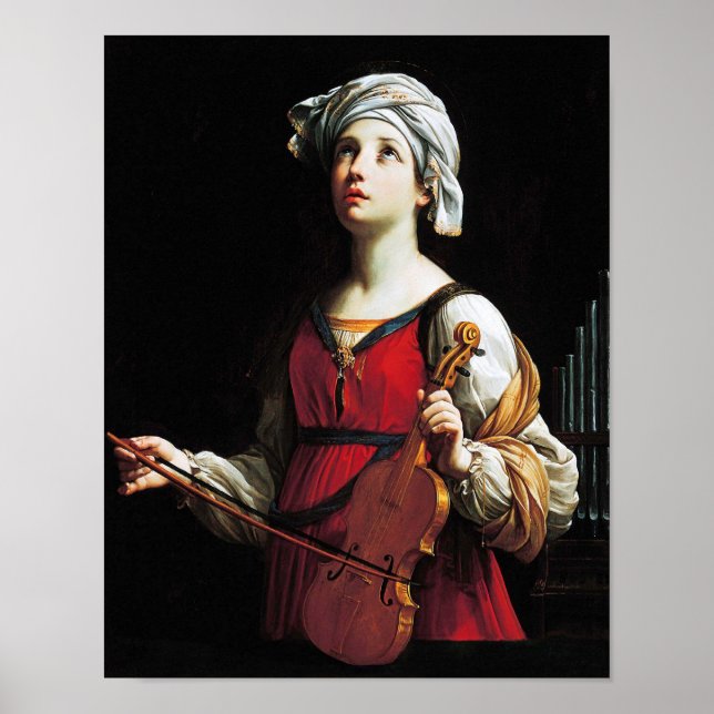Poster Saint Cecilia (St. Cecilia), Guido Reni (Devant)