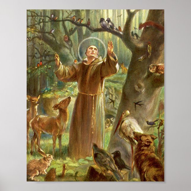 Poster Saint François d'Assise prêchant aux animaux (Devant)
