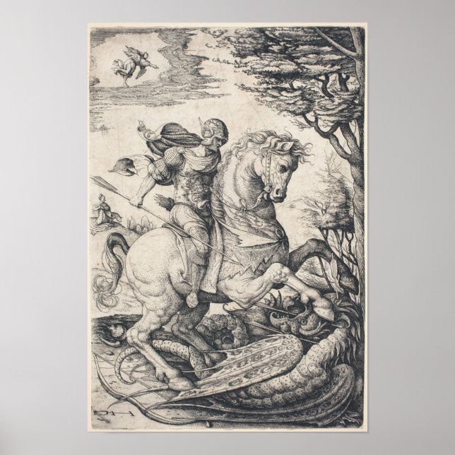 Poster Saint George à cheval pondre le dragon (Devant)
