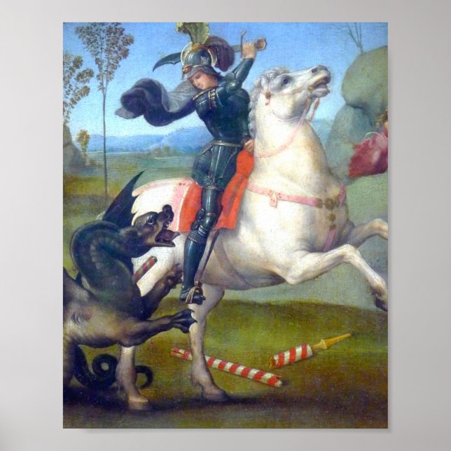 Poster Saint George Et Le Dragon Peinture De Raphael (Devant)