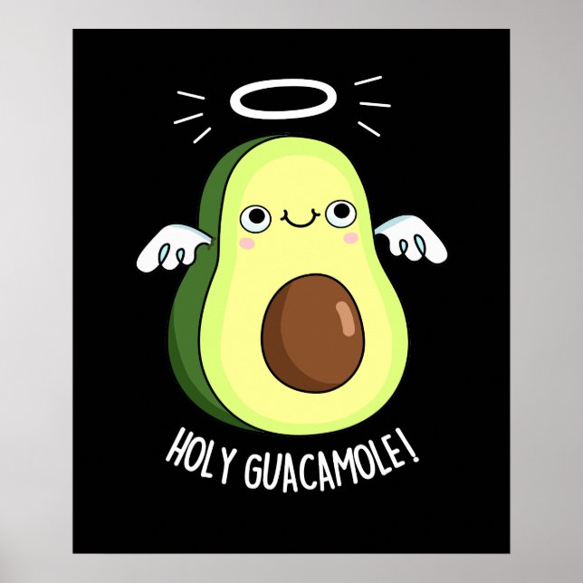 Poster Saint Guacamole Drôle Goody Avocado Pun Dark BG (Devant)