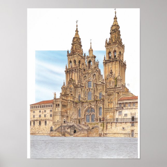 Poster Saint Jacques de Compostelle. Façade occidentale.  (Devant)