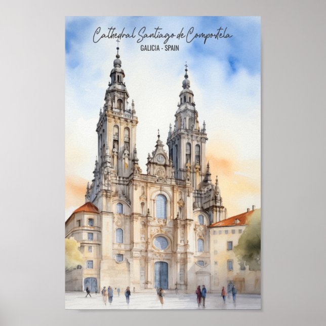 Poster Saint Jacques de Compostelle Galice Lieu de voyage (Devant)