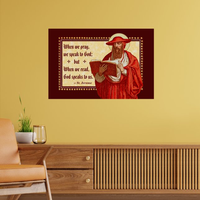 Poster Saint Jérôme en cardinal avec prière Lire la citat (Salon 2)