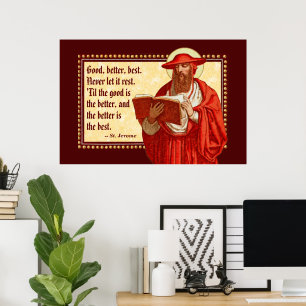 Poster Saint Jérôme en cardinal avec une citation motivat