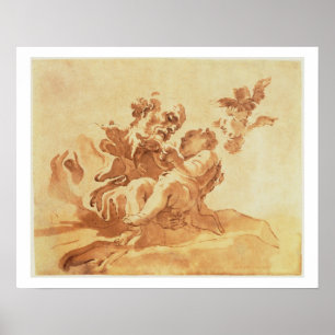 Poster Saint Joseph adorant le Christ Enfant (stylo, encr