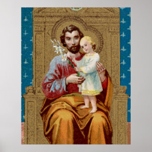 Poster Saint-Joseph avec enfant Jésus-Christ