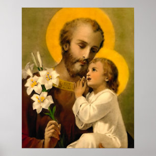 Poster Saint Joseph et Enfant Jésus catholique Saint Impr