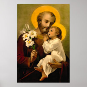Poster Saint Joseph et Enfant Jésus catholique Saint Impr