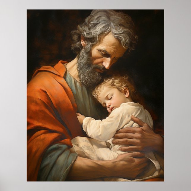 Poster Saint Joseph et l'enfant Jésus religieux (Devant)