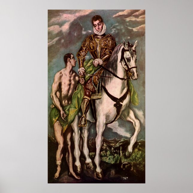 Poster Saint Martin et le mendiant d'El Greco vers 1600 (Devant)