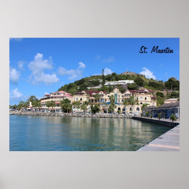 Poster Saint Martin (St. Maarten) Photo de la côte (Devant)