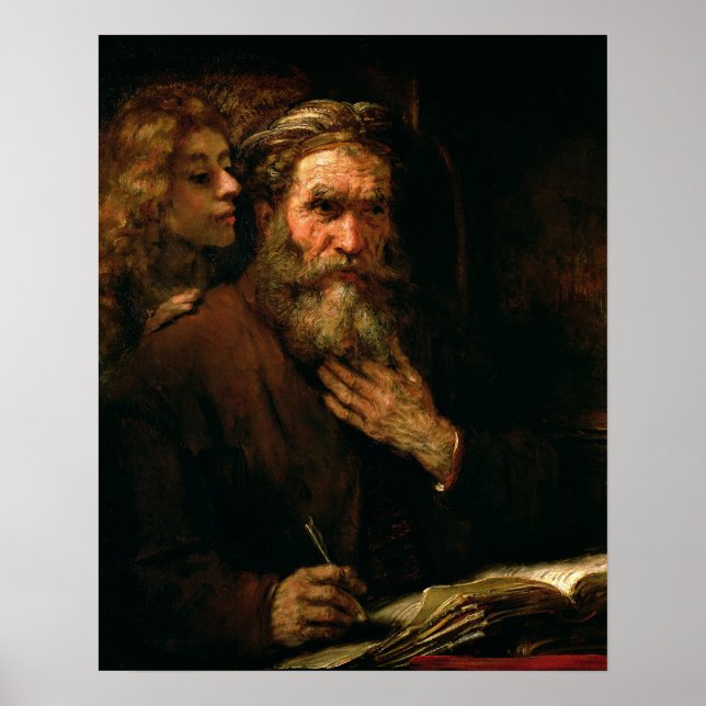 Poster Saint Matthieu et l'Ange, 1655-60 (huile sur toile (Devant)