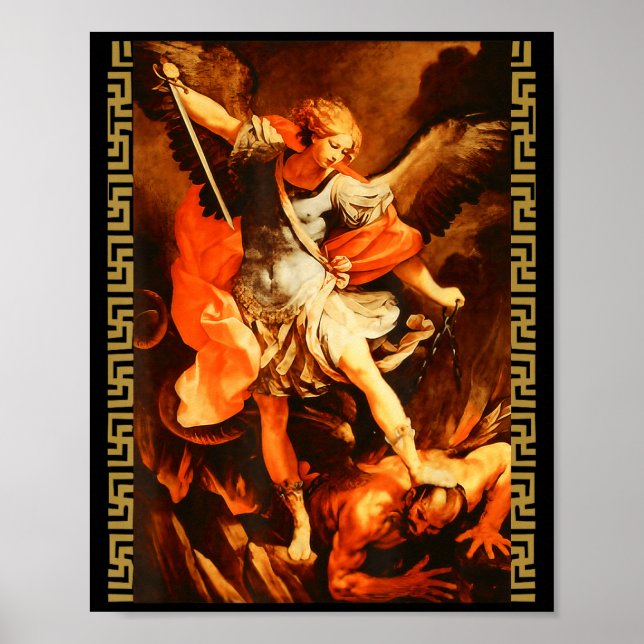 Poster Saint Michael Defeating Satan Archangel Warrior  (Devant)