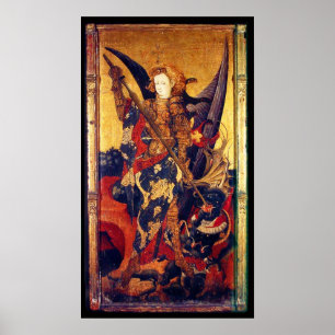 Poster Saint Michael Vanquishing Devil comme Chevalier mé