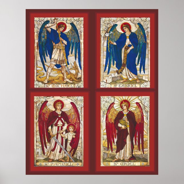 Poster Saint Michel, Gabriel, Raphael et Uriel Archangel (Devant)