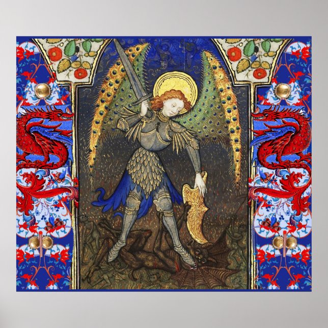 Poster Saint Michel l'Archange avec le diable, Dragons ro (Devant)