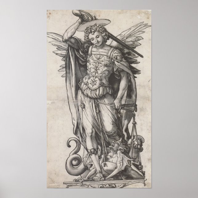 Poster Saint Michel l'Archange par Hans Holbein (Devant)