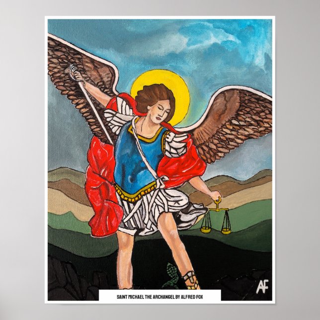 Poster Saint Michel l'Archange Peinture d'Alfred Fox (Devant)
