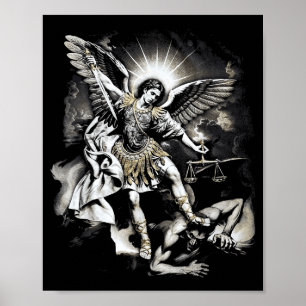Poster Saint Michel vainquant Satan Archange Guerrier 