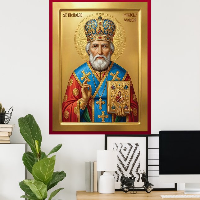 Poster Saint Nicholas orthodox  icon (Bureau à domicile)