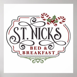 Poster Saint Nick's bed breakfast Noël
