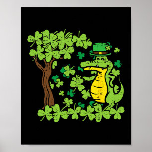 Poster Saint Patrick Day Alligator Shamrock Saint Pattys