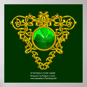 POSTER SAINT PATRICK'S CELTIC HEART,SHAMROCK