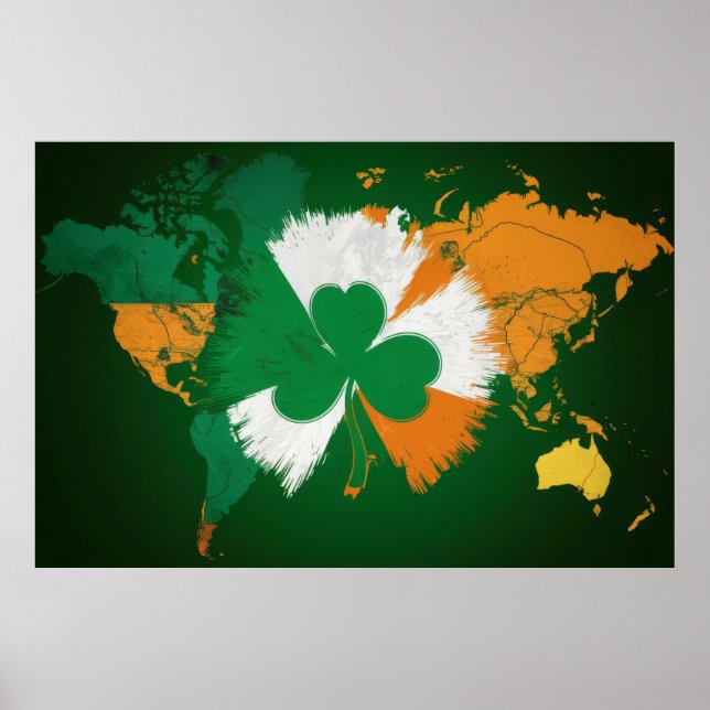 Poster Saint Patrick's Day, couleurs du drapeau irlandais (Devant)