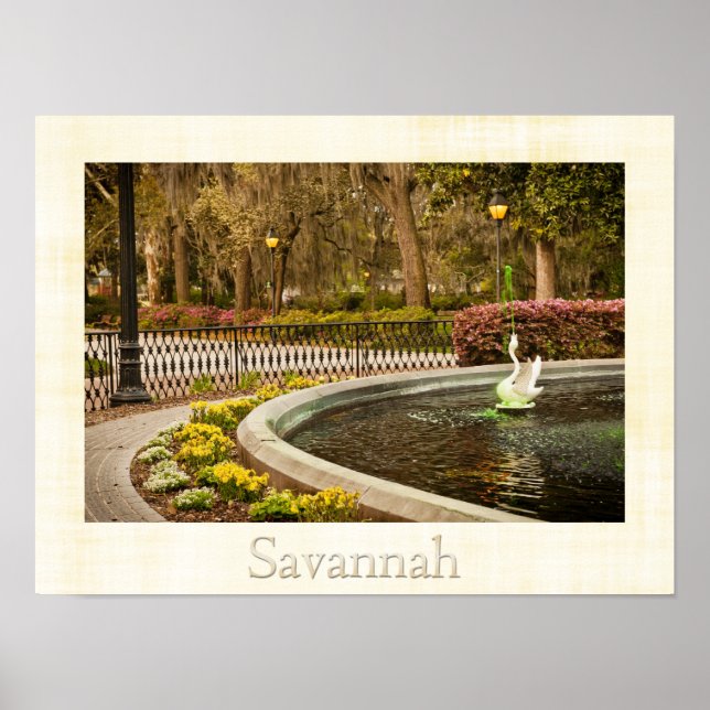 Poster Saint Patrick's Day - Forsyth Fountain, Savannah,  (Devant)