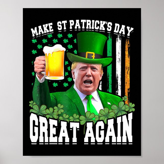 Poster Saint Patrick's Day Great again Funny Trump (Devant)