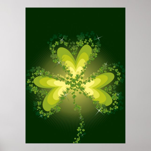 Poster Saint Patrick's Day Lucky Clovers Shamrock irlanda (Devant)