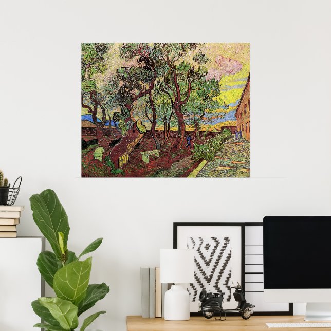 Poster Saint Paul Hospital et Garden par Vincent van Gogh (Bureau à domicile)
