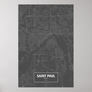 Poster Saint Paul, Minnesota (blanc sur noir)