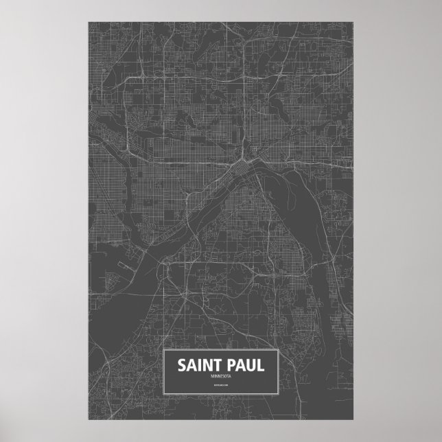 Poster Saint Paul, Minnesota (blanc sur noir) (Devant)