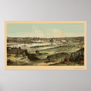 Poster Saint Paul, MN Carte panoramique - 1874