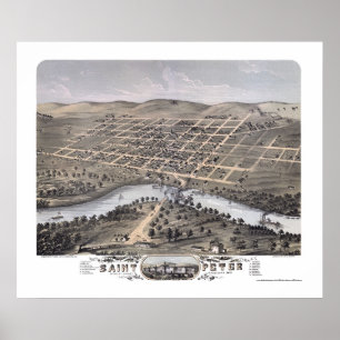 Poster Saint Peter, MN Carte panoramique - 1870