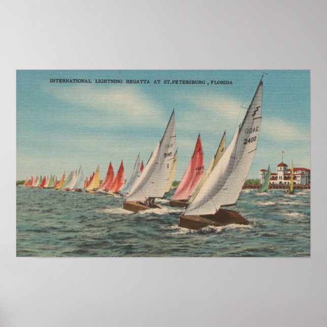 Poster Saint-Pétersbourg, FL - Vue de la région de la fou (Devant)
