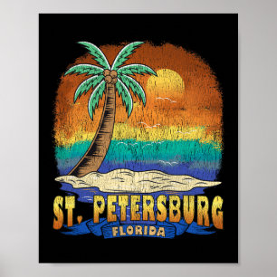 Poster Saint-Pétersbourg Floride Souvenir Vintage en détr