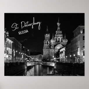 Poster Saint-Pétersbourg Russie Photographie noir et blan