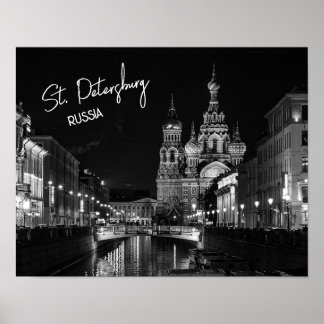 Poster Saint-Pétersbourg Russie Photographie noir et blan
