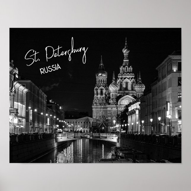 Poster Saint-Pétersbourg Russie Photographie noir et blan (Devant)