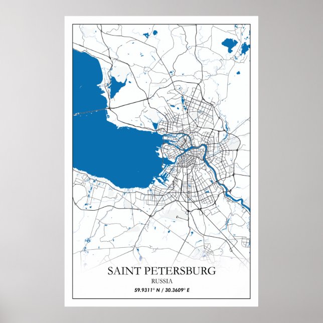 Poster Saint-Pétersbourg Russie Plan de la ville Voyage s (Devant)