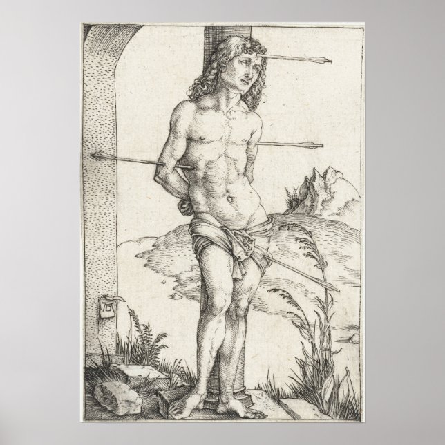 Poster Saint Sébastien lié à une colonne par Albrecht Dur (Devant)