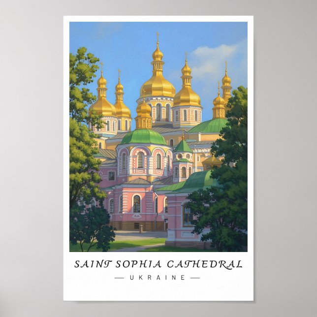Poster Saint Sophia Cathedral Ukraine Wall Art, Kyiv (Devant)
